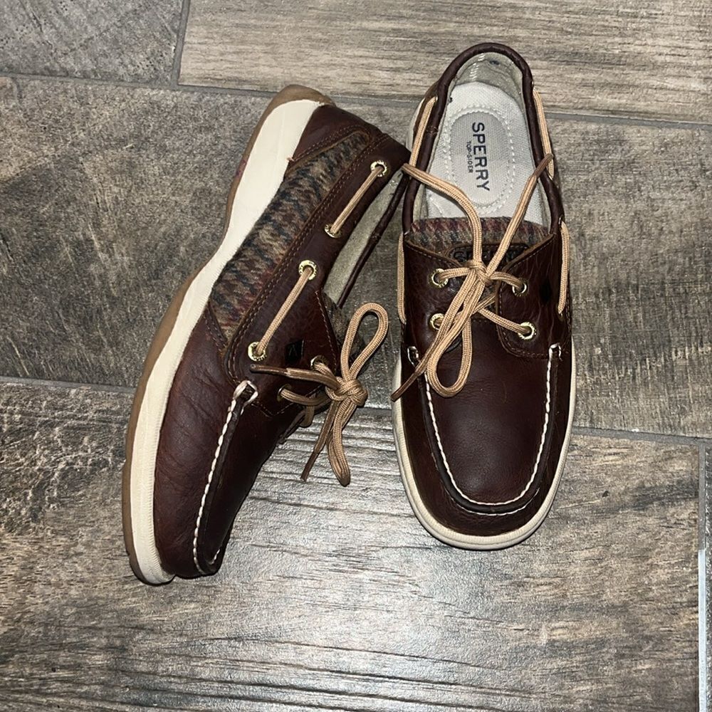 Sperry brown & plaid leather loafers